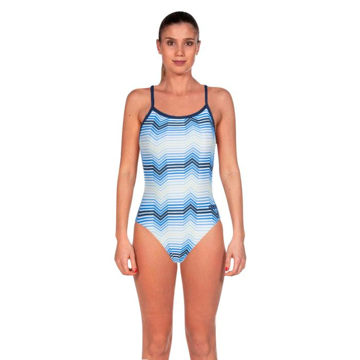 Women's Swimsuit Multicolor Stripes Challenge Back 1 Piece