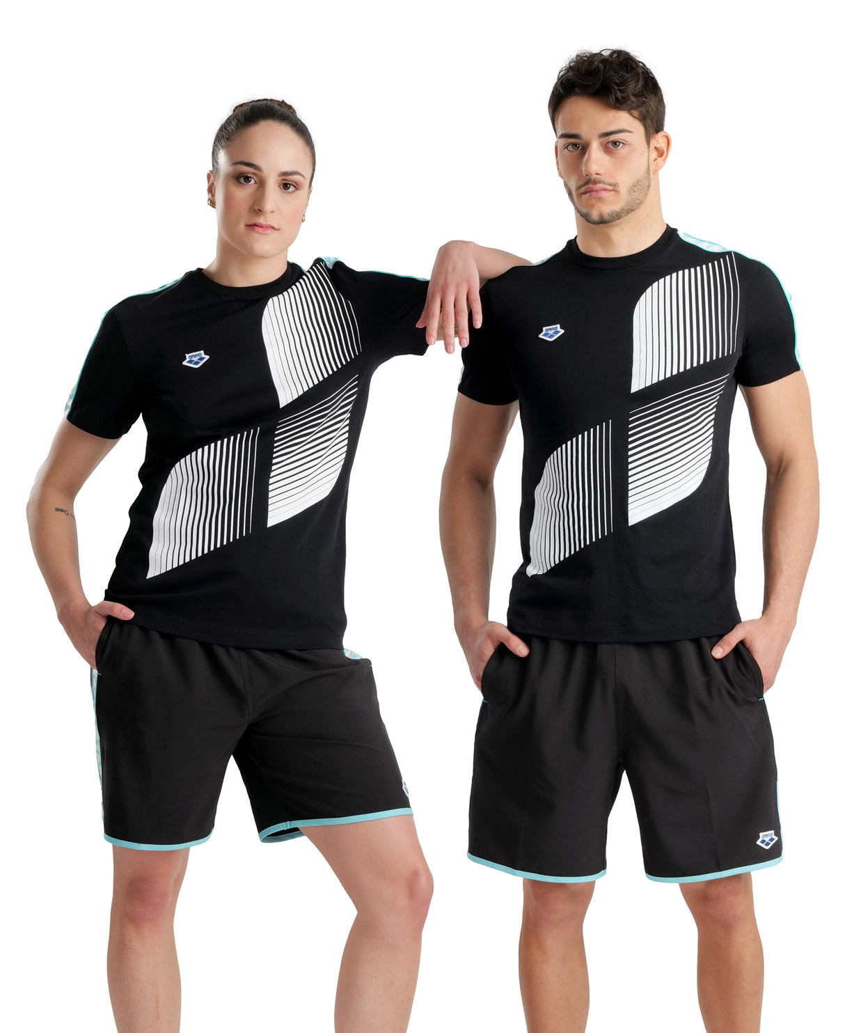 Arena Diamonds Unisex Logo T-Shirt - Black-White-Blue Diamond