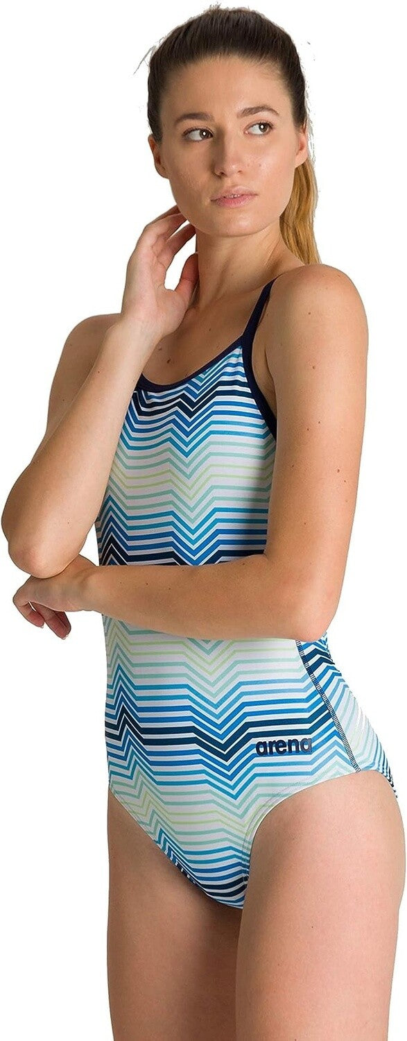 Women's Swimsuit Multicolor Stripes Challenge Back 1 Piece