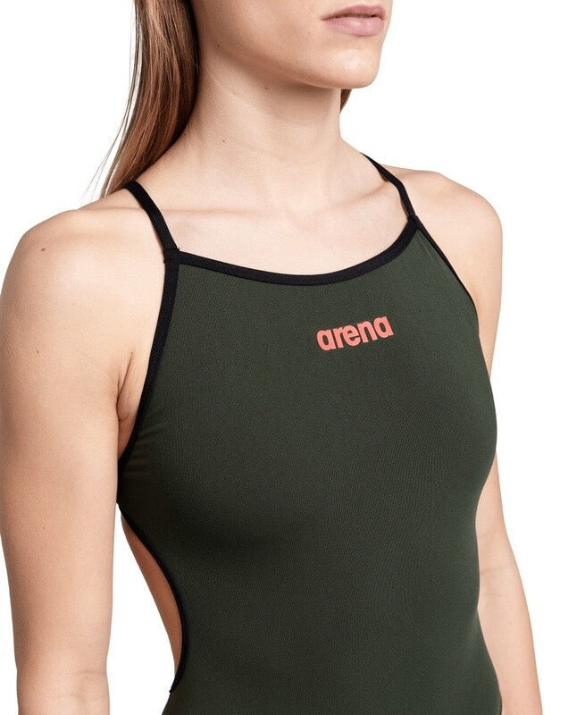 Girl's Swimsuit Lace Back Solid