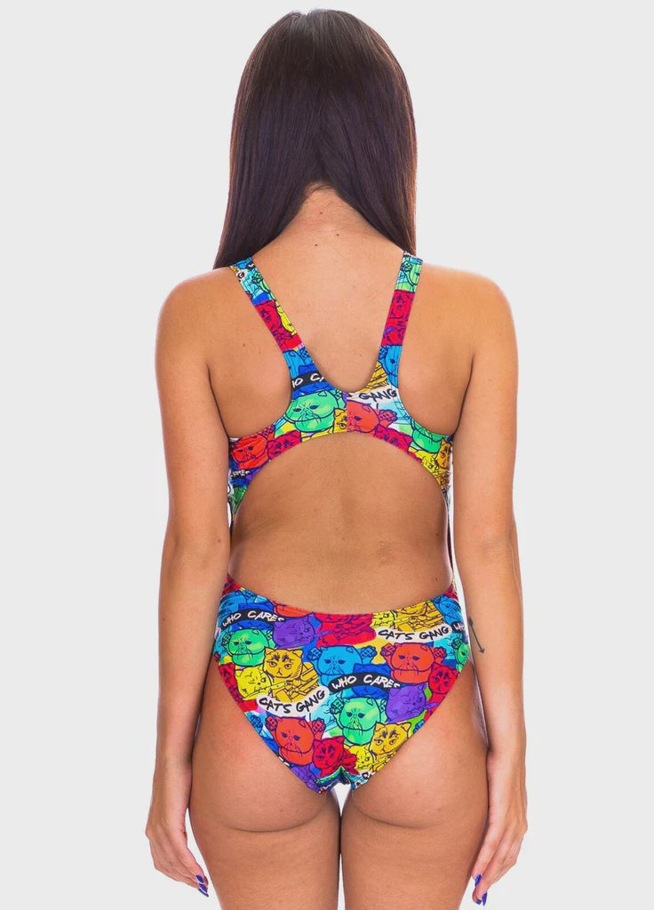 Girls Swim Tech High Phantasy Prints Meow Swimsuit Arena