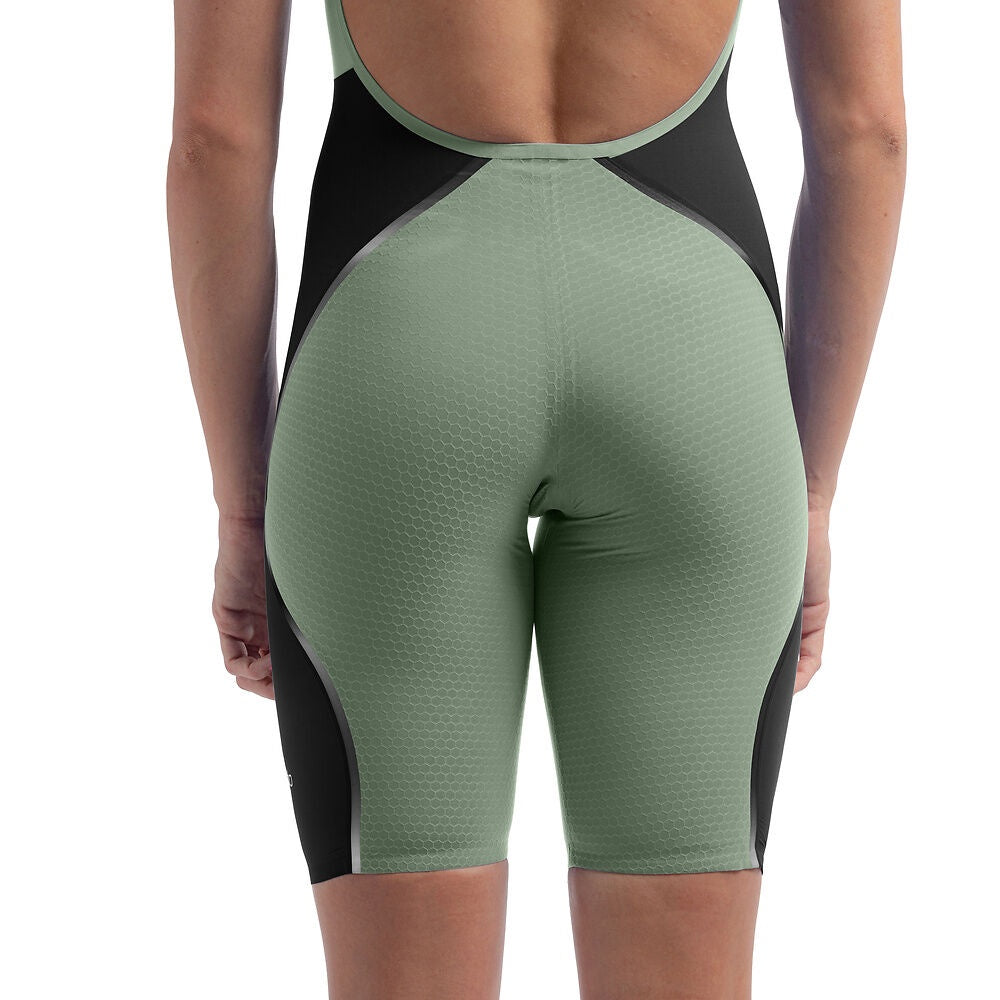 Speedo Women's Fastskin LZR Pure Intent 2.0 Openback Kneeskin - Country Green/Black/Iridescent