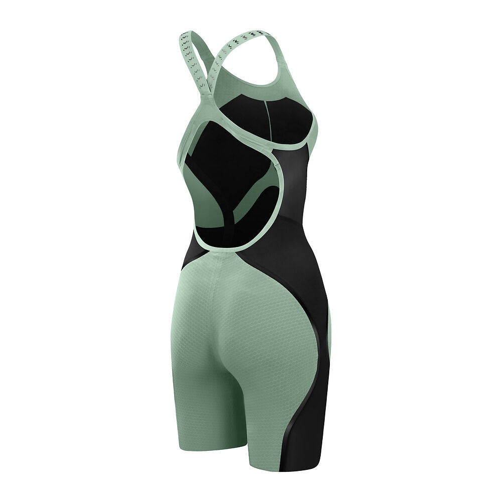 Speedo Women's Fastskin LZR Pure Intent 2.0 Openback Kneeskin - Country Green/Black/Iridescent
