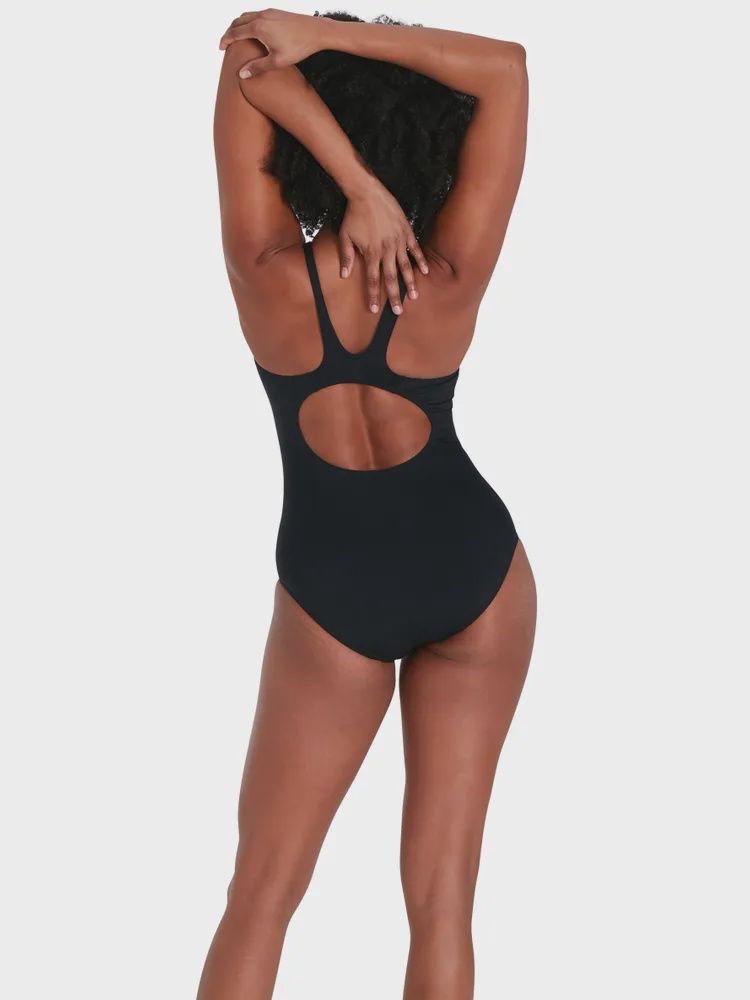 Women's End+ Hyperboom Placement Muscleback 1 Piece Swimsuit - Black/Oxid Grey Speedo