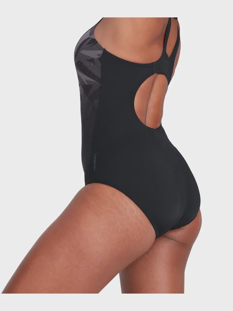 Women's End+ Hyperboom Placement Muscleback 1 Piece Swimsuit - Black/Oxid Grey Speedo