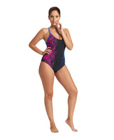 Arena Women Light Cross Back One Piece -Black Multi-Black-Bright Blue