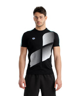 Arena Diamonds Unisex Logo T-Shirt - Black-White-Blue Diamond