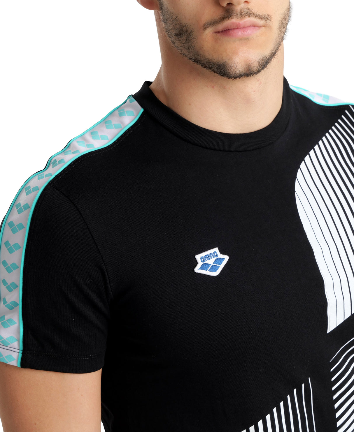 Arena Diamonds Unisex Logo T-Shirt - Black-White-Blue Diamond