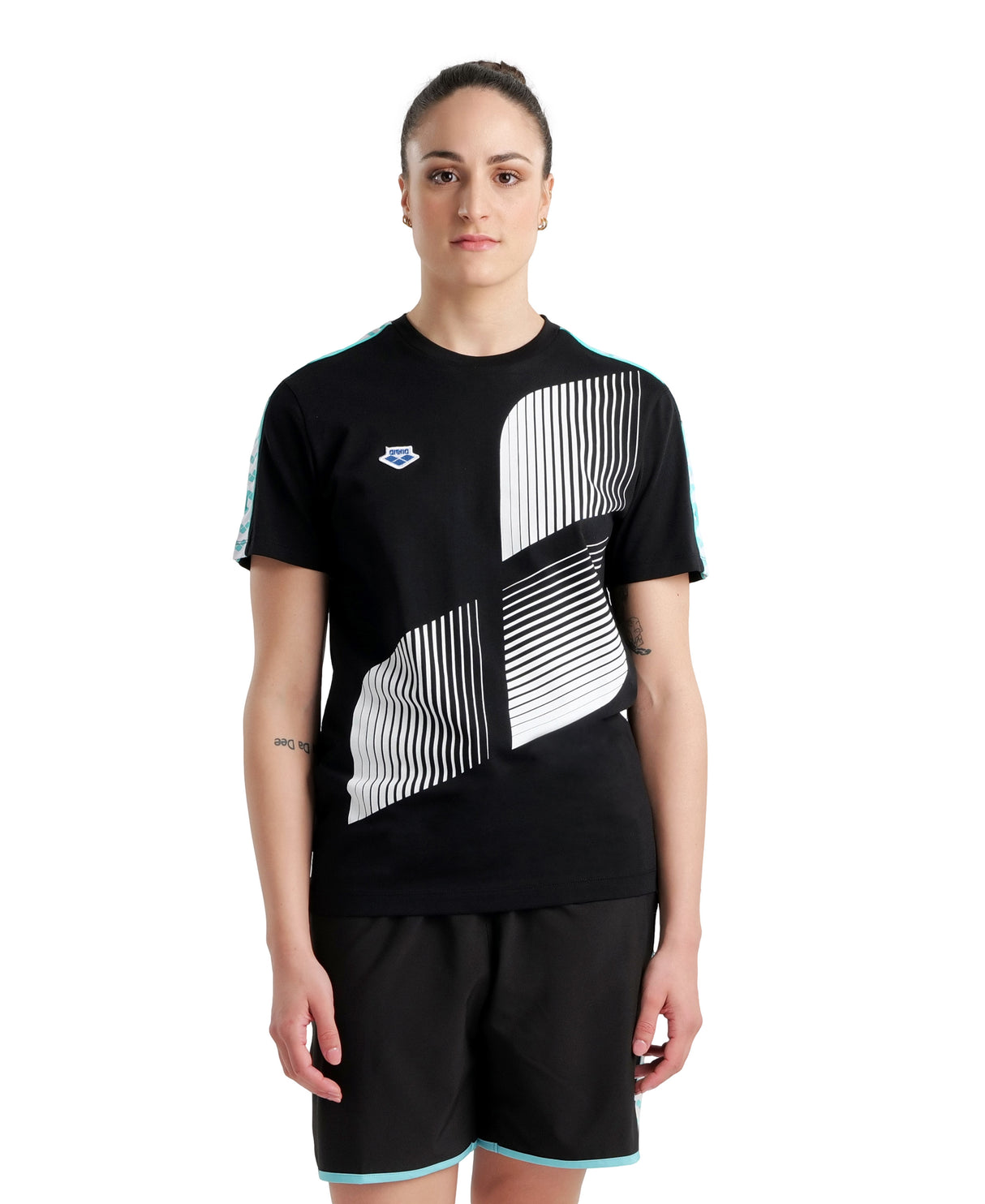 Arena Diamonds Unisex Logo T-Shirt - Black-White-Blue Diamond