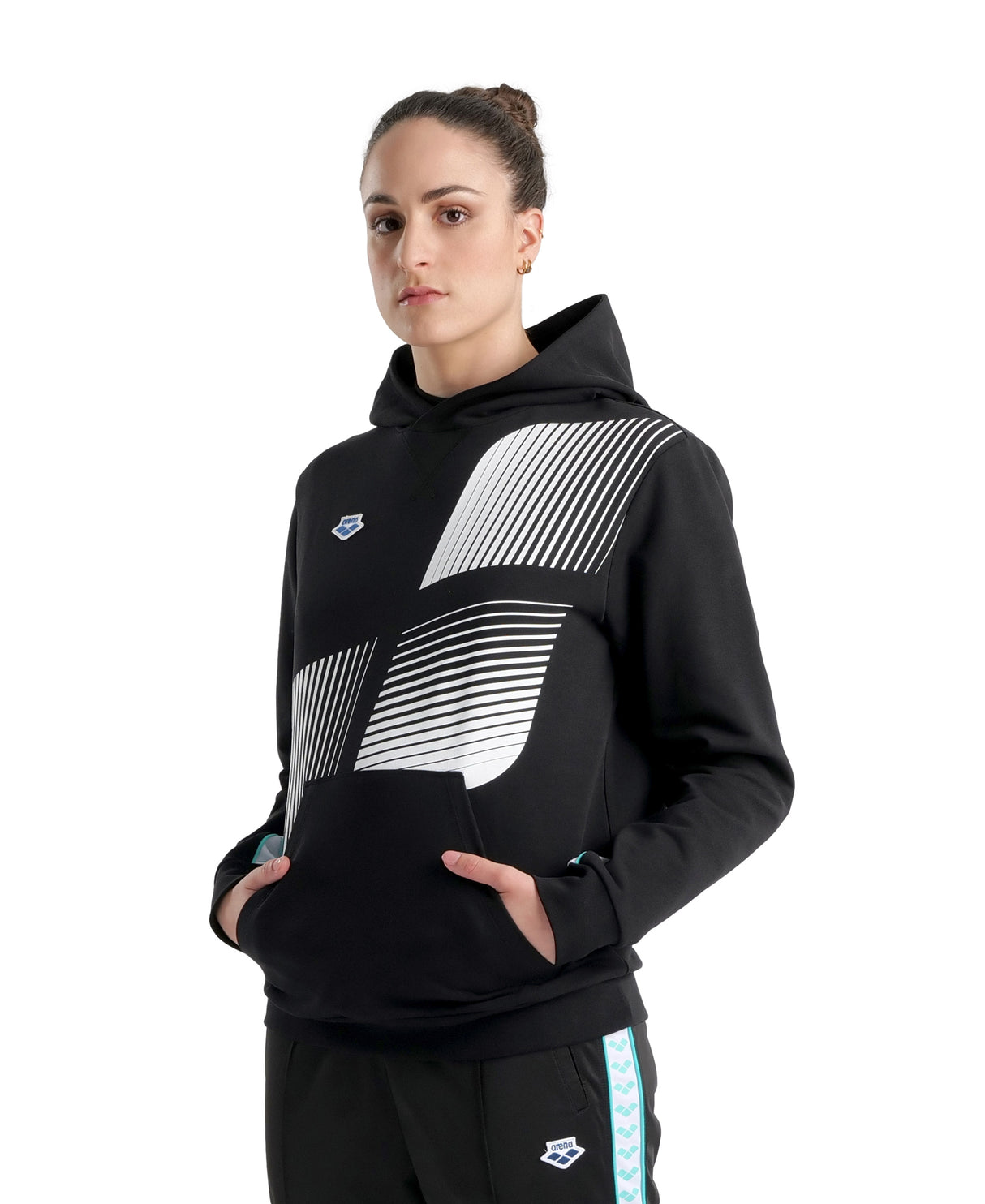 Arena Diamonds Hooded Sweatshirt - Black-White-Blue Diamond