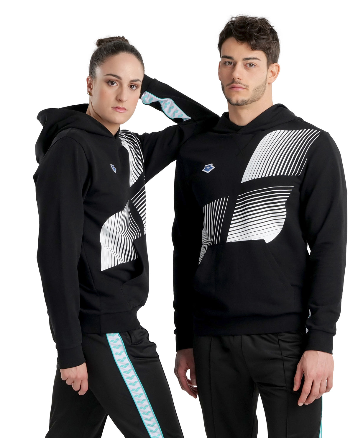 Arena Diamonds Hooded Sweatshirt - Black-White-Blue Diamond