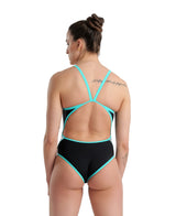 Arena Diamonds Women's Super Fly One-piece - Black-White-Blue Diamond