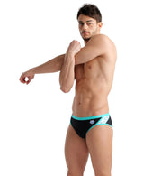Arena Team Men's Swim Briefs Icons - Black-Blue Diamond