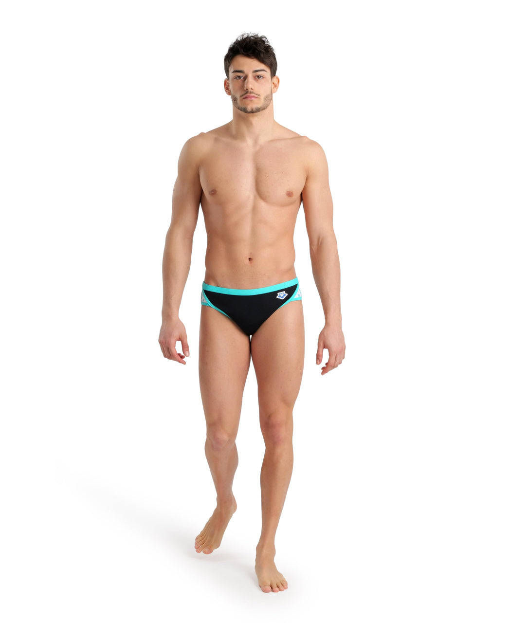 Arena Team Men's Swim Briefs Icons - Black-Blue Diamond