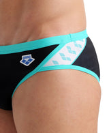 Arena Team Men's Swim Briefs Icons - Black-Blue Diamond