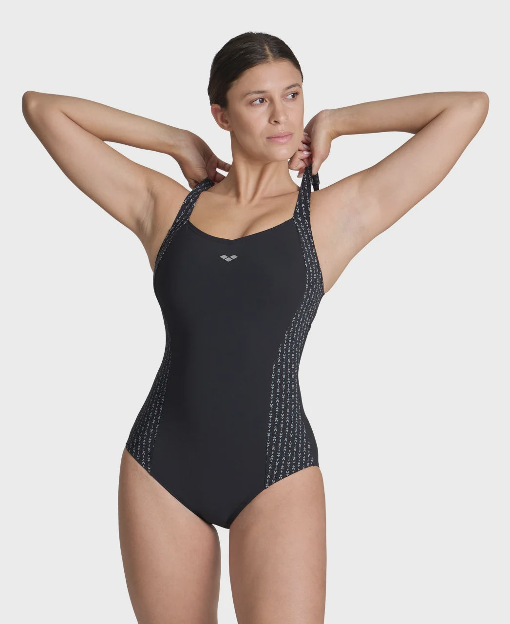 Women's Swimsuit Bodylift Laura Wing Back - Black/Silver Multi Arena
