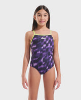 Girl's Wave Lightdrop Back Swimsuit - Artic Lime_Team Purple Arena