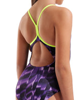 Girl's Wave Lightdrop Back Swimsuit - Artic Lime_Team Purple Arena