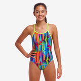 Girls The Glitch Diamond Back 1 Piece Swimsuit - Funkita