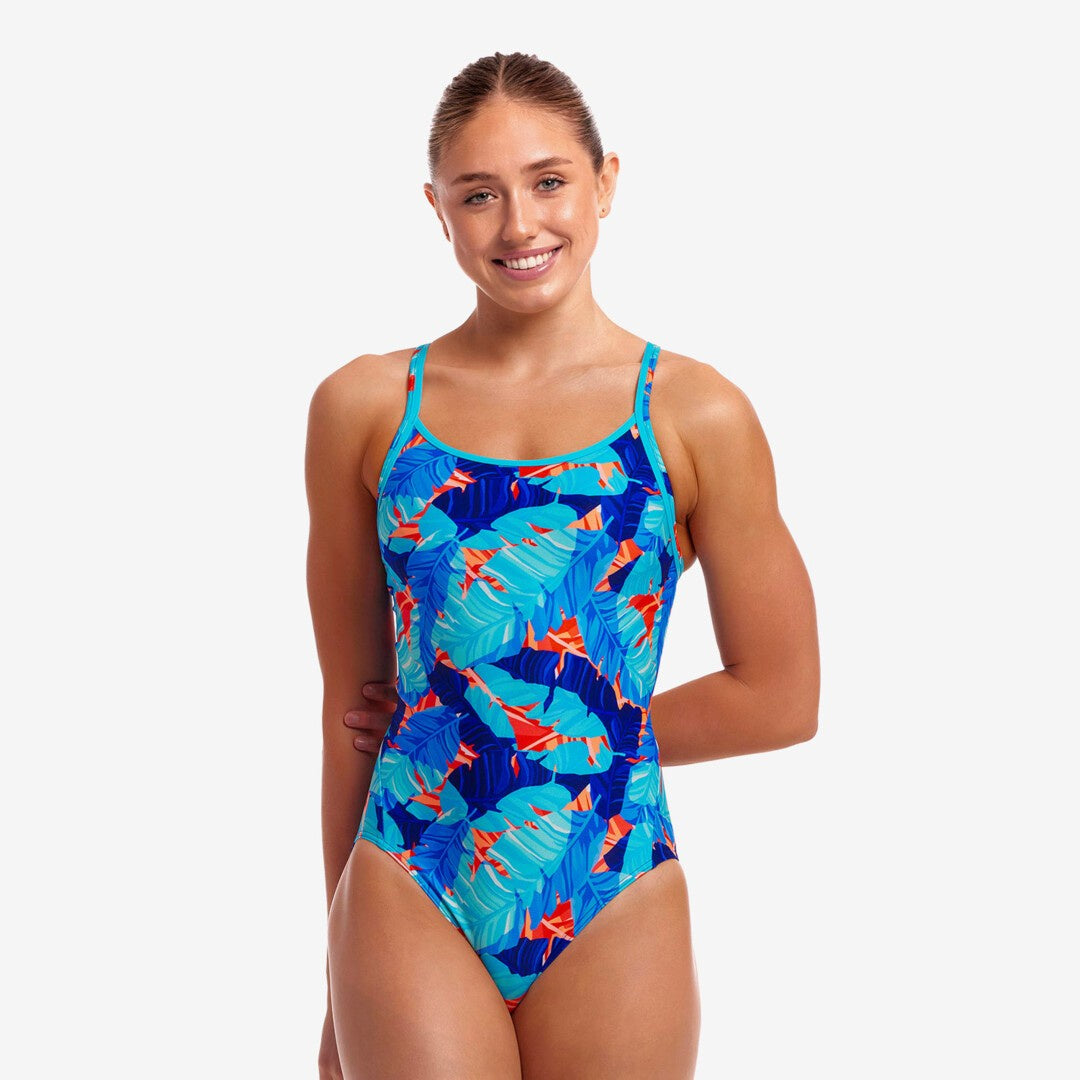 Women's Lotsa Leaves Diamond Back 1 Piece Swimsuit - Funkita