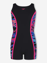 Girls Hyperboom Splice Muscleback Swim Legsuit - Black/Pink Speedo