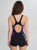 Girls Hyperboom Splice Muscleback Swim Legsuit - Black/Pink Speedo