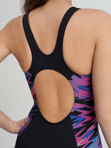 Girls Hyperboom Splice Muscleback Swim Legsuit - Black/Pink Speedo
