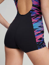 Girls Hyperboom Splice Muscleback Swim Legsuit - Black/Pink Speedo