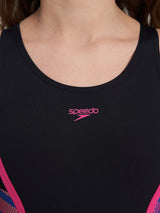 Girls Hyperboom Splice Muscleback Swim Legsuit - Black/Pink Speedo