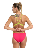Girl's Swimsuit Lace Back Solid