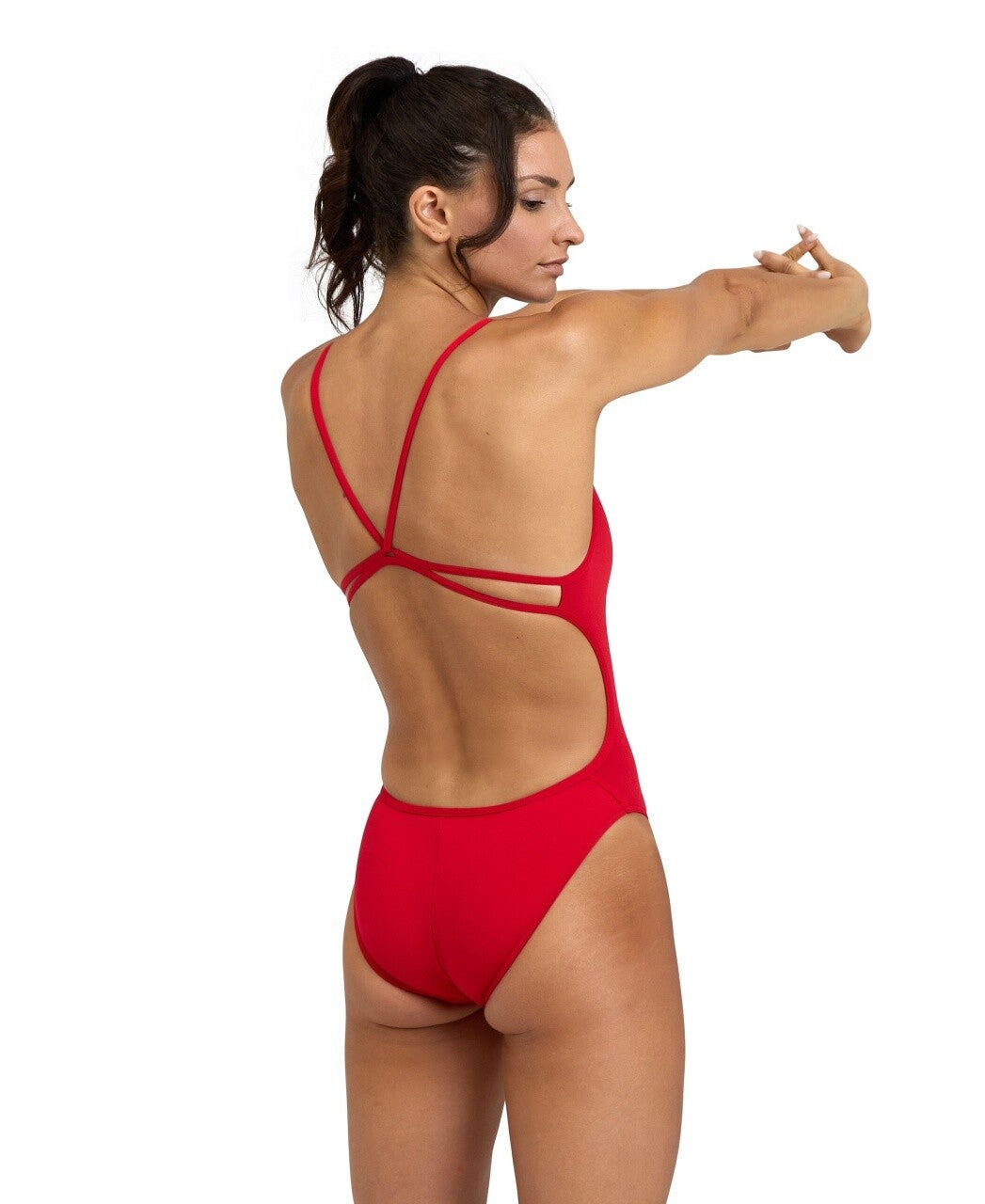Girl's Swimsuit Lace Back Solid