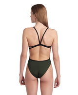 Girl's Swimsuit Lace Back Solid