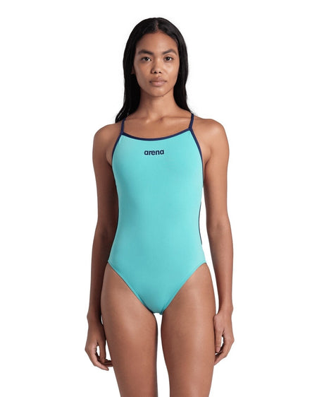 Girl's Swimsuit Lace Back Solid
