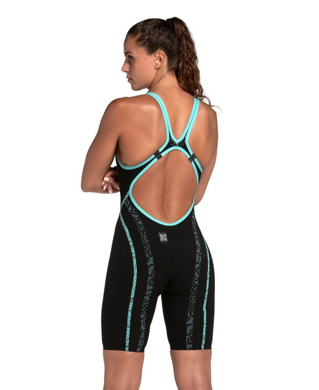 Women's Powerskin Primo SL Openback Racesuit Black-Teal  Arena