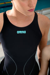 Women's Powerskin Impulso O/Back Racesuit - Black/Teal Arena