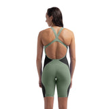 Speedo Women's Fastskin LZR Pure Intent 2.0 Openback Kneeskin - Country Green/Black/Iridescent