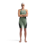 Speedo Women's Fastskin LZR Pure Intent 2.0 Openback Kneeskin - Country Green/Black/Iridescent
