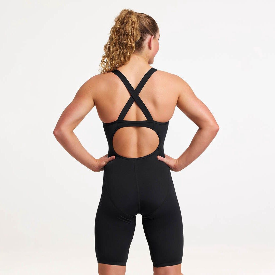 Women's Still Black Fast Legs 1 Piece Swim Legsuit - Funkita