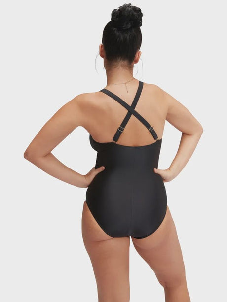 Women's Shaping V-Neck One Piece - Black  Speedo