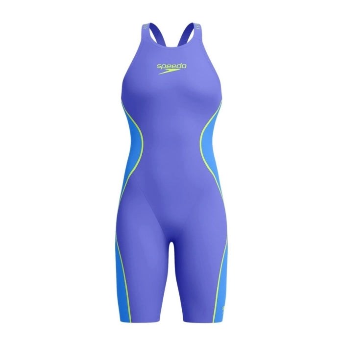 Speedo Women's Fastskin LZR Pure Intent 2.0 Openback Racing Kneeskin - Deep Royal/Cobalt/Hyper Yellow